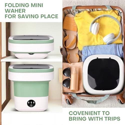Portable Washing Machine, Upgrade 13L Mini Clothes Washer with 3 Modes, Foldable Small Laundry Machine for Travel, Camping, RV - Perfect for Underwear, Baby Clothes, Socks - Thumbnail 5