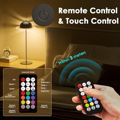KIBTOY Cordless Table Lamps, Rechargeable Battery Operated Lamps, Touch & Remote Control, 3 CCT & RGB Colors Dimmable,Portable Small Lamp for Bedsides,Kids,Dining Room,Living Room 2Pack - Thumbnail 4