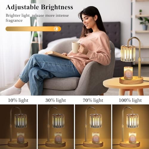 Lukasa Candle Warmer Lamp, with RGB LED Lights,Timer and Dimmer, Adjustable Height, House Warming Gifts New Home Decor, Gifts for Women Mom, Wax Melt Warmer for Scented Jar Candles - Thumbnail 6