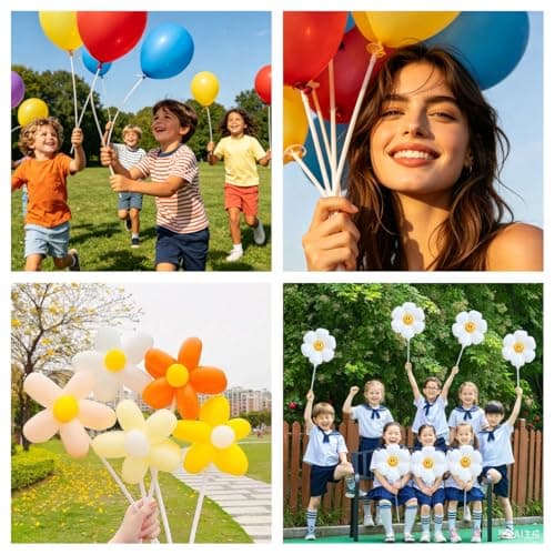 KAIQIZON Balloon Sticks - 100Pcs Balloon Stick and Cup for Decorations Birthday flower bouquet Party Wedding - Thumbnail 6
