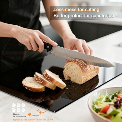 Black Cutting Boards for Kitchen, Large Acrylic Cutting Board with Counter Lip Countertop Protector, Non-Slip Tablas Para Picar Cocina, Kitchen Decor Apartment Essentials House Warming Gifts(24"x18") - Thumbnail 2