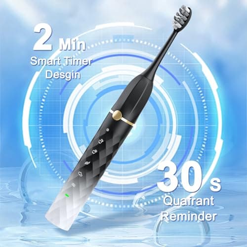 Seapeoa Electric Toothbrush Set, Equipped with 10 Brush Heads and Travel case, IPX8 Waterproof, 2-Minute Timer, 42000 high-Frequency Vibrations, 5 Modes, The First Choice for Gift Giving - Thumbnail 4