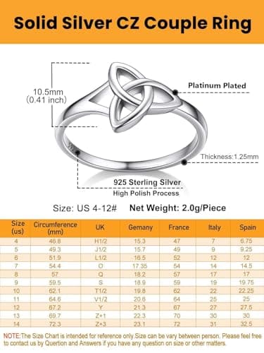 Bestyle 925 Sterling Silver Irish Celtic Knot Heart Ring Promise Ring for Her, Delicate Irish Wedding Band Ring Infinity Love Eternity Ring for Wift, Size 4 - Thumbnail 5