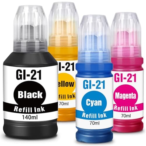 GI-21 G3270 Ink Bottles Replacment for Canon GI-21 Ink Refill Bottles Set Compatible for Canon MegaTank G3270 G3260 G3290 G3272 G4280 G4270 G2270 G2260 G1220 G1230 Printer,4Pack