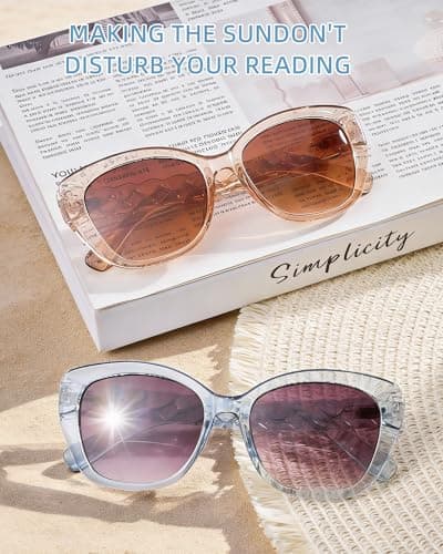 LADEESSE Reading Sunglasses for Women - Stylish Bifocal Sunglasses with Readers Built-in - UV400 Protection - 2 Pack +1.0 - Thumbnail 3