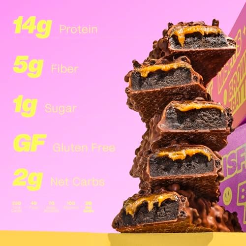 Misfits Vegan Protein Bars - Fudgey Brownie Batter| Nutrition Bars - 14g Protein, 1g Sugar, Plant-based, Low Carb, Non-GMO, Gluten Free Snacks | Pack of 12 - Thumbnail 3