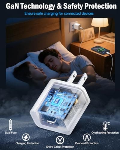 USB C Wall Charger Block 20W, PD 3.0 Fast Charging with 6.5FT/2M USB C to C Cable, 20W Type C Power Adapter Replacement for Phone 17/Pro/Pro Max/17 Air/ 16/16 Pro/16 Pro Max/15/Plus/Pro/Pro Max - Thumbnail 5