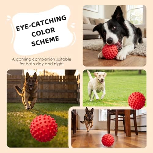 Apasiri Beef-Flavored Durable Dog Ball for Aggressive Chewers, Tough Squeaky Rubber Toy for Pitbulls Large & Medium Breeds - Thumbnail 5