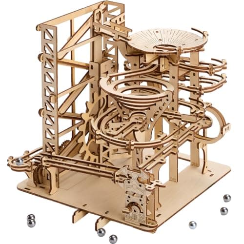 Uplike 3D Wooden Puzzles for Adults: 330 pcs 3D Mechanical Wood Marble Run with Roller Coaster Model Kit for Brian Teaser to Build - Christmas Hobbies Craft Kits Puzzles for Adults Home Decor Gifts - Image 1