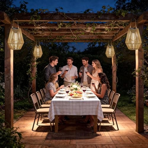 Dolucky Solar Lanterns Outdoor Waterproof, 2 Pack Hanging Solar Lights for Outside, Auto On/Off Solar Powered Lanterns for Patio Yard Porch Pathway Garden Decor, Warm White - Thumbnail 6