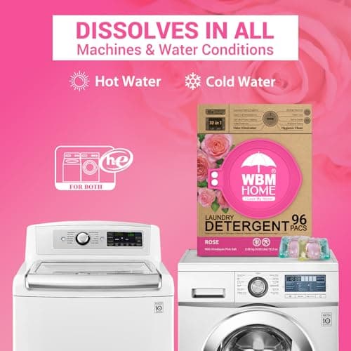 WBM Home 10-in-1 Laundry Pods, Total 96 Count, Ultra Concentrate with Powerful Stain Lifter Technology, Fabric Softener With Rose Extracts, Detergent Pods - Thumbnail 4