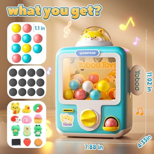 Skirfy Vending Machine Kids Toys 10 Empty Eggs Mini Vending Machine Erasers Operated Gumball Prize Machine Maker Game Claws Machine Christmas Game Sensory Toys Dolls Gifts（Blue） - Thumbnail 2