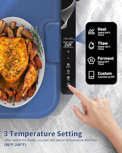 Food Warming Mat Extra Large 37"x15" with APP Control, Electric Warming Tray Adjustable Temp 99 Hour Timer Dishwasher Safe, Warming Mat for Food, Roll Up Portable Food Warmers for Parties Buffet - Thumbnail 2