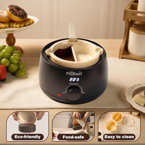Chocolate Melting Pot, Electric Candy Melter with 2 Non-Stick Silicone Bowls, Digital Display for Real-Time Temperature Control, Fondue Warmer Set for Dipping Chocolate, Cheese, Candy & Cake Pop - Thumbnail 5
