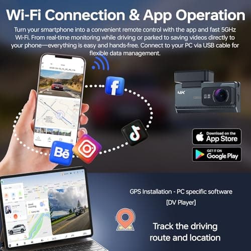 Yonvim 4K+2K Dash Cam Front and Rear, 5G WiFi GPS, 32GB Card Included, 3.39" Screen Dual Dashcam, G-Sensor, 24H Parking Mode, WDR, Dash Camera for Cars - Thumbnail 4