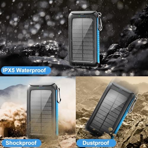 Kepswin Solar Power Bank 49800mAh Portable Solar Phone Charger with LED Flashlight/15W Fast Charge USB C Waterproof External Backup Battery Pack for All Cell Phones & Electronic Devices - Thumbnail 5