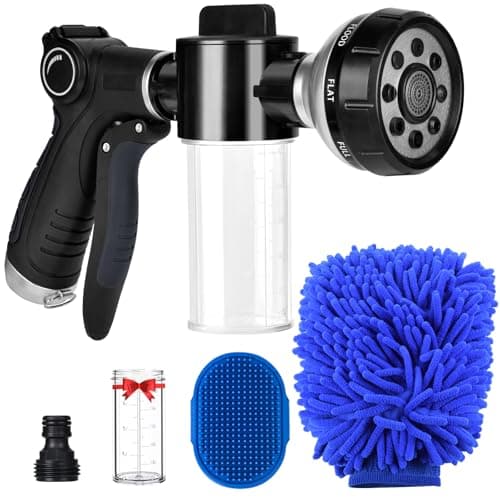 EVILTO Garden Hose Nozzle, High Pressure Hose Spray Nozzle 8 Way Spray Pattern One-Touch Sprayer for Watering Plants, Lawn, Patio, Car Wash, Cleaning，Showering Pet - Image 1
