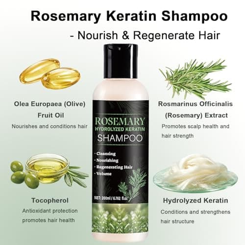 Rosemary Shampoo for Hair Growth, Natural Thickening & Strengthening Shampoo with Hydrolyzed Keratin, for Thinning Hair & Hair Loss for Women and Men 6.76 Fl Oz (Pack of 1)) - Thumbnail 5