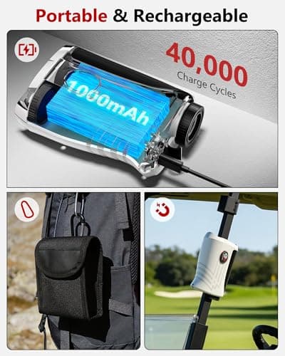 Leexox Golf Rangefinder with Slope Switch, Rechargeable Range Finder with Flag Lock Vibration, 7X Magnification Golf Rangefinder 1200 Yards, Portable with Magnetic Stripe – Tournament Legal, White - Thumbnail 6