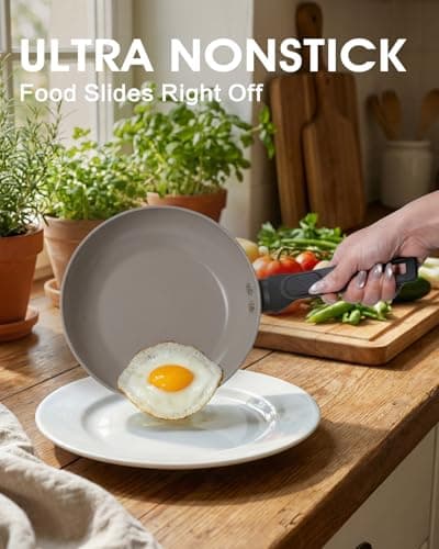 UFIRE 8 Inch Nonstick Frying Pan Skillet, Ceramic Frying Pan, Non Toxic Healthy Ceramic Coating, Suitable for All Stovetops, PTFE PFOA PFOS Free, Black - Thumbnail 3