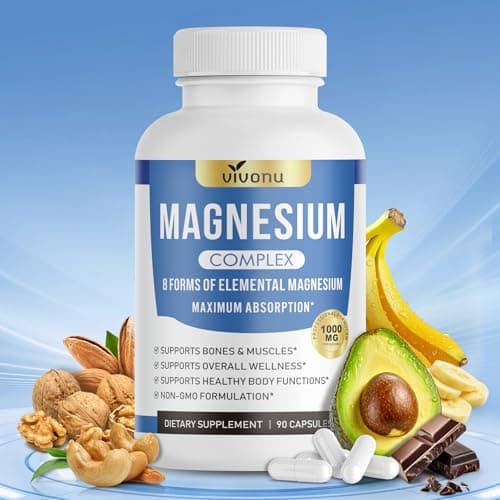 1000mg Magnesium Complex for Women & Men*, 8 Elemental with Magnesium Glycinate, Citrate, Malate, Taurate, Oxide, Carbonate, Aspartate, Orotate for Bones, Muscle, Recovery, Energy, Vegan, 90 Capsules - Image 1