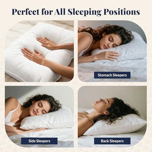 PlushHavenCloud White Goose Down Pillow - Luxury Hotel Bed Pillow with 100% Natural 1000+ Fill Power Goose Feather Down Pillow for Sleeping, 700TC Cotton Shell, King Size- Medium, 1 Pack - Thumbnail 6