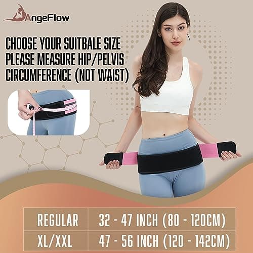 Sacroiliac Belt - SI Joint Belt for Alleviate Sciatica,Joint,Pelvis,Lower Back,Leg and Sacral Nerve Pain Caused by Si Joint Dysfunction -Adjustable Pelvis Hip Belt for Women and Men (Pink XL 47"-56") - Thumbnail 5