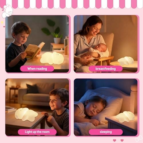 loatme Night Light for Kids, Rechargeable Dimmable Silicone LED Nightlight with 7 Colors, Baby Nursery Night Lamp, Touch Squishy Lamp, Cute Gifts for Girls, Boys, Toddler Room Decor, Lying Dog - Thumbnail 6