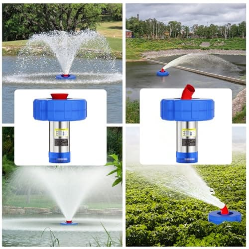 BOFEKTE 15000 GPH Pond Fountain Aerator - Fully Automatic 110V, 750W (1HP) Floating Pumps and Pond Aerator for Large and Small Outdoor Ponds and Lakes - Pountain aerator with 100Ft Power Cord (Silver) - Thumbnail 6