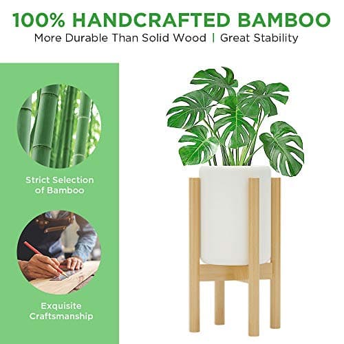 MUDEELA 2 Pack Indoor Plant Stands, 2 Tier Tall Plant Stand 30 inches, Mid Century Bamboo Plant Stand, Adjustable Width 8 - 12 inches, Fits Pot Size of 8 9 10 11 12 inches Pot & Plant Not Included, Natural - Thumbnail 5