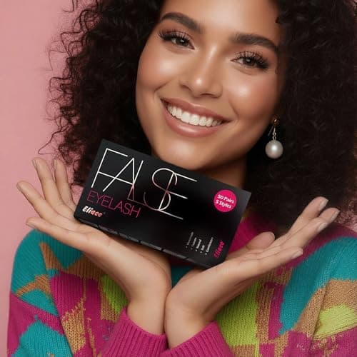 Eliace Eyelashes, (50 Pairs,5 Styles) Luxurious Faux Mink Lashes Natural Look Wispy Fluffy Handmade Cat Eye False Lash Pack, False Eyelashes Set, Fake Lashes Strips, Makeup Fake Eyelashes Pack - Thumbnail 2