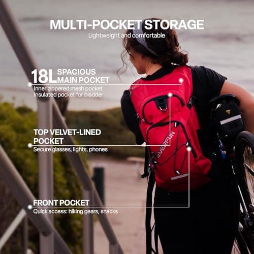 EVERFUN Women Hydration Backpack 18L Hiking Water Backpack with 3L Water Bladder, Hydration Pack Insulated Daypack Lightweight Hydropack with Rain Cover for Hiking, Cycling, Running, Festivals - Thumbnail 2