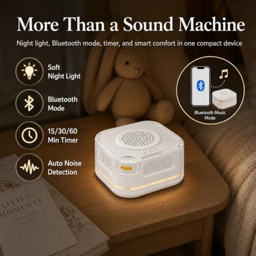 White Noise Machine for Baby,28 Sounds,Auto Cry Detection,Bluetooth Speaker - Thumbnail 5