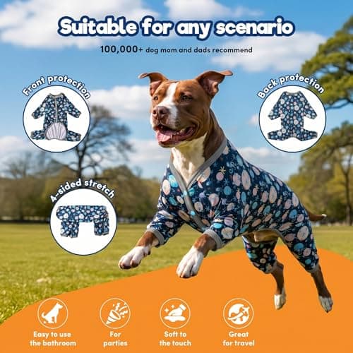 LovinPet Giant Dog Pajamas, Jellyfish and Starfish Deep Sea Print, Clothes for Dogs, Lightweight Pullover Large Puppy Pajamas, Large Breed Full Coverage Dog Jammies, Pet PJ's, 3XL - Thumbnail 2