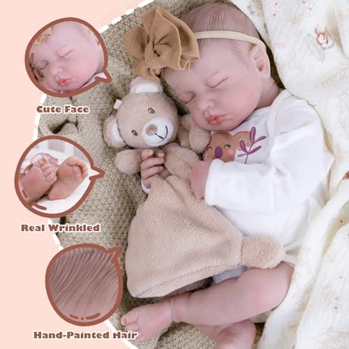 Milidool Lifelike Reborn Baby Dolls-20 Inch Realistic Newborn Baby Dolls, Soft Poseable Cloth Body Real Life Baby Dolls Silicone with Accessories Toy for for 3+ Year Old Girls Gifts, Pretend Play - Thumbnail 6
