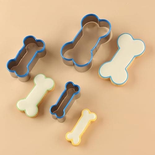 Dog Bone Cookie Cutters Set of 3, Bone Shapes Cookie Cutter, Biscuit Dog Treat Cookie Cutter Set for Homemade (Blue Is Visible & Friendly For Your Pup/Doggy) - Thumbnail 5