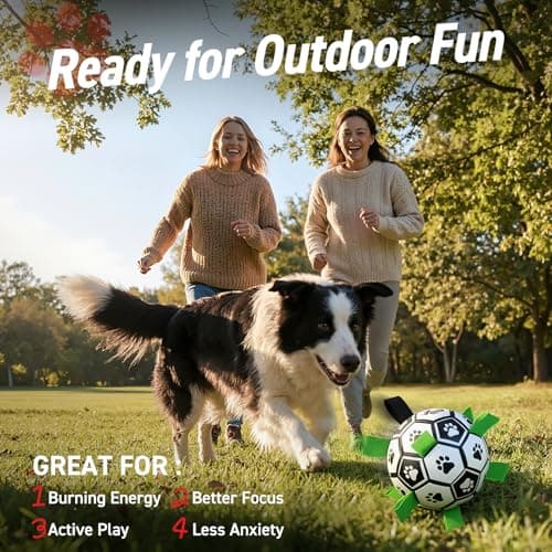 QDAN Dog Toys Dog Balls, World Cup Dog Soccer Ball with Straps, Dog Birthday, Herding Ball, Durable Balls for Small Medium Pet, Puppy Outdoor Toy (6 Inch) - Thumbnail 5