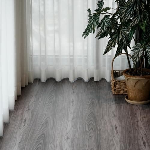 Peel and Stick Floor Tile - 11.8" X 118" Grey Vinyl Flooring Roll, Wood Grain Textured with Waterproof, Slip-Resistant - for Bathroom, Rv - Thumbnail 2
