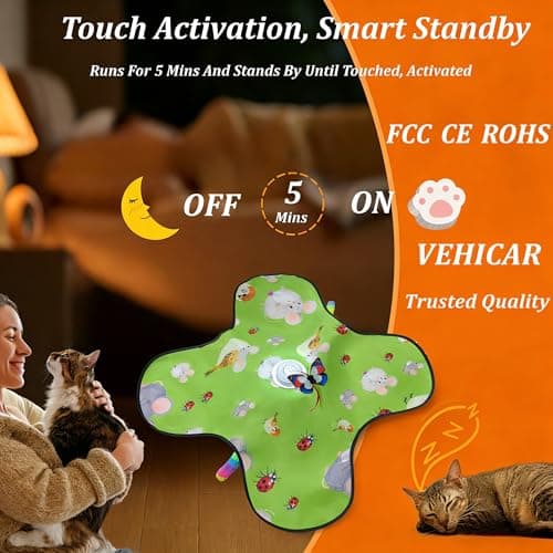 VEHICAR Interactive Cat Toys for Indoor Cats, 3-in-1 Interactive with Fluttering Butterfly Moving Concealed Feathers 3 Prey Sounds, Rechargeable Touch Activated for Bored Indoor Adult Cats Kittens - Thumbnail 5
