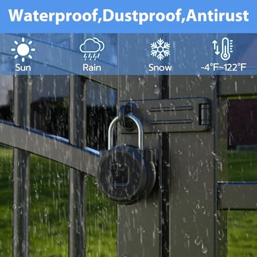 Keylesslife Fingerprint Padlock,Fingerprint Locker Lock,Biometric Smart Padlock Outdoor Waterproof Pad Lock for Locker Gym Fence Gate Toolbox Case Storage - Thumbnail 6