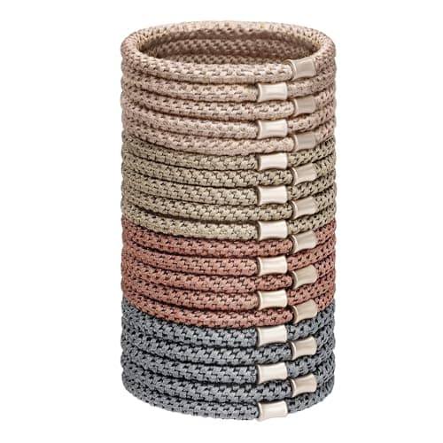 JessLab 20PCS Braided Hair Ties for Women, No Damage Hair Elastics with Metal Accent, Seamless No Crease Boho Bracelet Ponytail Holder, Boho Mix