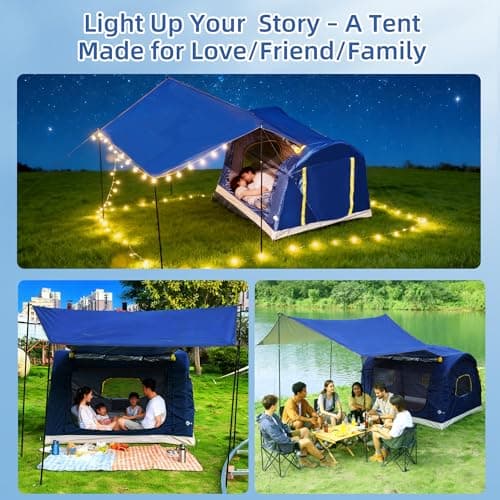 Eolzzi 3-4 Person 3 in 1 Inflatable Tent, 60s Setup PU3000, 4-Season Waterproof Camping Tent with Electric Pump, All Weather Tent for Romantic Dates, Fall/Winter Camping, Hunting & Fishing - Thumbnail 5
