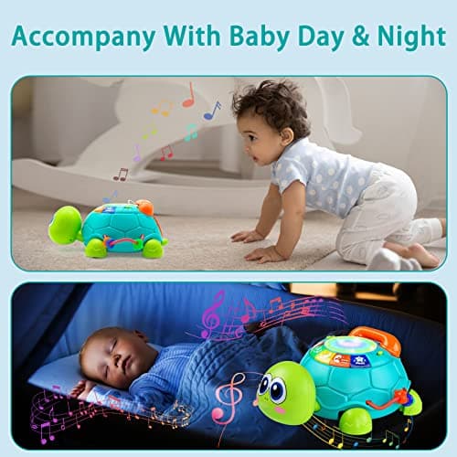 Ussybaby Baby Crawling Toys 6 to 12 Months, Infant Turtle Musical Toys with Phone Hand Drum，Baby 7 8 9 10 11 Months 1-2 Year Old Boy Girl Gift Green - Thumbnail 5