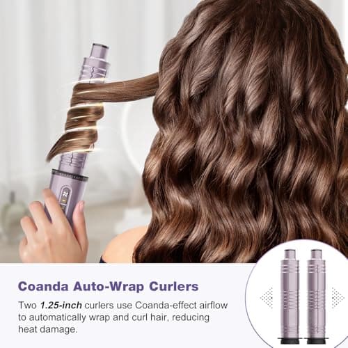 7MAGIC 7-in-1 Hot Air Styler, Hair Styler Dryer Brush with Auto-Wrap Curlers, High-Speed Hair Dryer for Fast Drying, Volumizing & Straightening, Travel Case Included, Purple - Thumbnail 4