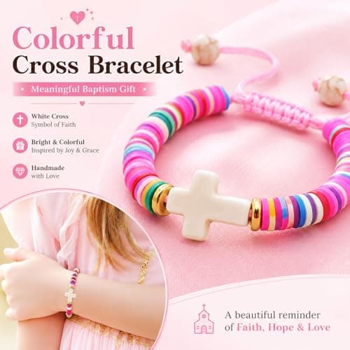 OVIFICEA Baptism Gifts Cross Bracelet for Girl, First Communion Confirmation Gifts for Boys, Teenage Girls, Christening Gift for Daughter Granddaughter Godchild - Thumbnail 6