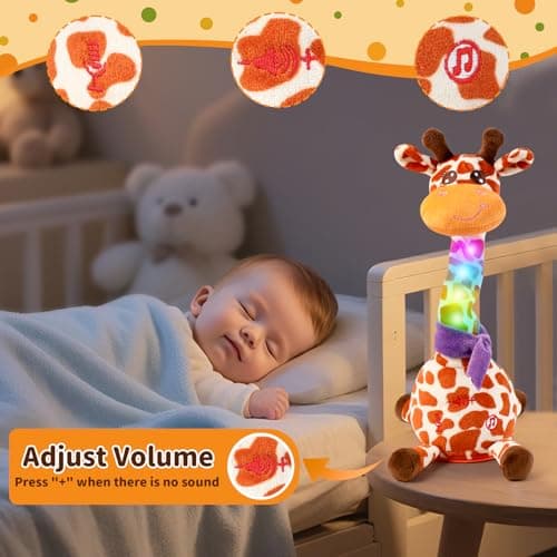 Dancing Talking Giraffe Toy for Baby Toddler, Dancing Giraffe Toy Singing Mimicking Recording Repeating What You Say with LED English Sing for Boys Girls Gift, 15 Second Recorde(Adjustable Volume) - Thumbnail 5
