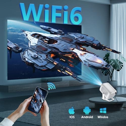 [ Auto Focus / 1080P Native ] Mini Projector with Wifi and Bluetooth 5.4, Portable 4K Projectors for Outdoor Movies/Bedroom, Smart Proyector with Apps Built-in, Auto Keystone and Short Throw ( 2026 ) - Thumbnail 5