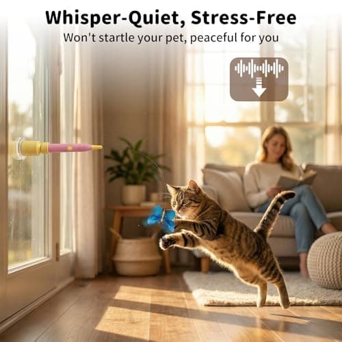 JoyBruko Interactive Cat Toys for Indoor Cats, Automatic Cat Wand Toy Enrichment for Bored Kitten, Spin Butterfly with Self-Holding Suction Base, Rechargeable Electric Moving Feather Stimulating Toy - Thumbnail 4