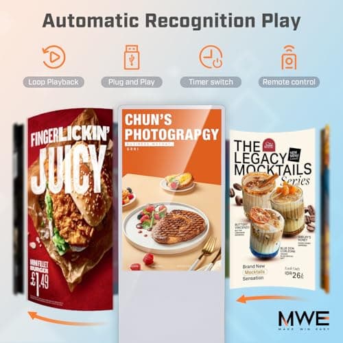 QIXZOCV MWE 32 Inch Digital Signage Diplay Touchscreen Kiosk LCD Screen Indoor Floor Standing Advertising Display Poster Interactive Display Android System with Auto Media Player-White - Thumbnail 4