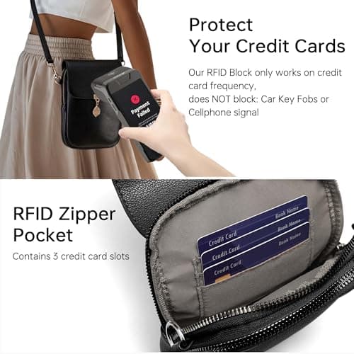 Kiss Sea Small Crossbody Bags for Women Leather Multi Pocket Cell Phone Purse with RFID Blocking Card Slots for Everyday Use - Thumbnail 4